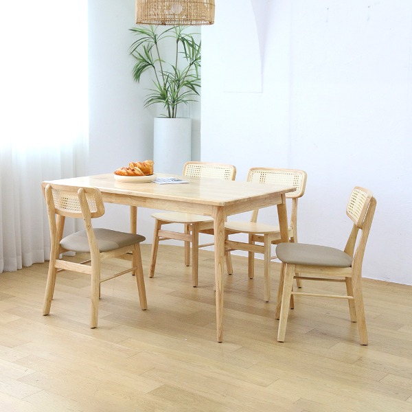 다니엘 2인용 월넛 E0 고무나무 원목 카페 테이블 식탁세트 800 2colors
