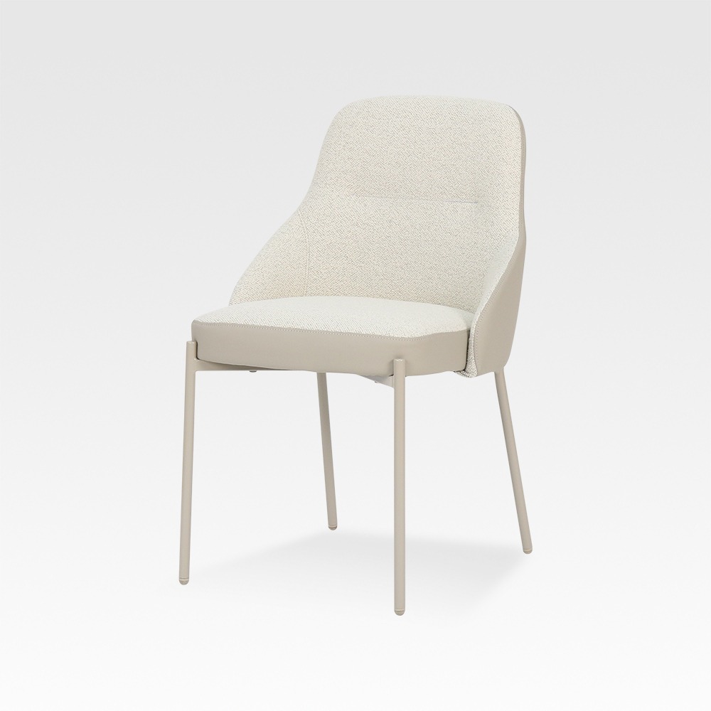 미엘체어 철제 아이보리 패브릭 투톤 디자인 의자